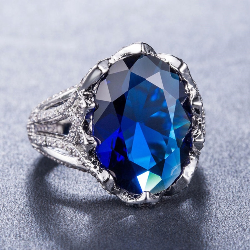 Elegant 925 Silver Ring  2.75ct Blue Sapphire New - Picture 2 of 4